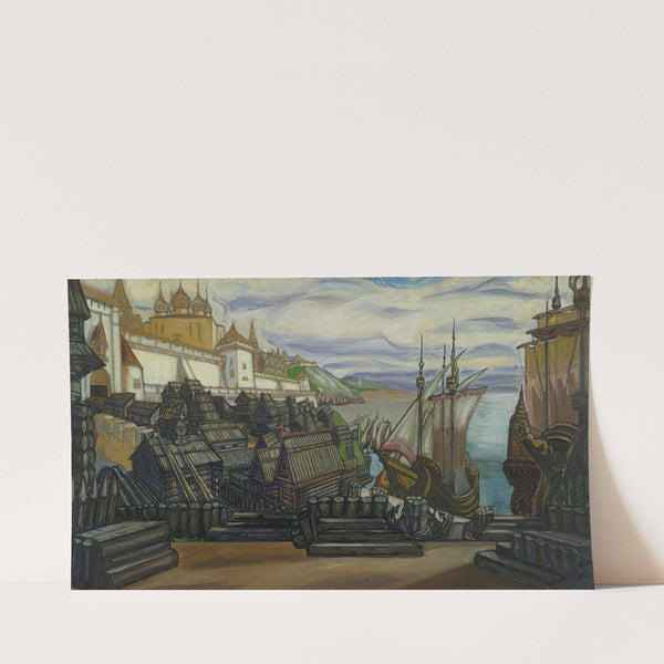 The Pier At Novgorod; Backdrop Design For Sadko by Sergey Yurievich Sudeikin