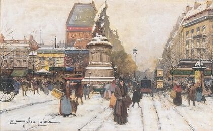 The Place de Clichy in Snow, Paris