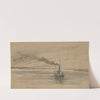 The place of exchange in the Savannah river looking toward the city, the rebel boat Beauregard coming down to meet the flag of truce (1860-1865) by Alfred Rudolph Waud