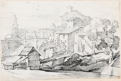 The Ponte Sant’Angelo and Houses on the East Bank of the Tiber