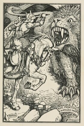 The Princess charges the Lion