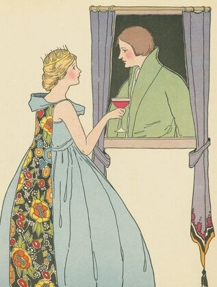 The princess offered the soldier a goblet of wine.