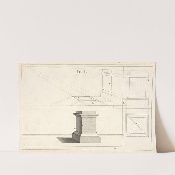 The projection of a pedestal in perspective. by Andrea Pozzo