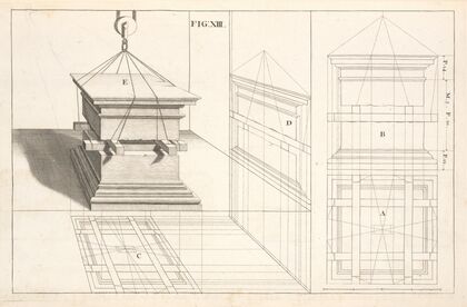 The projection of a pedestal, of the composite order, in perspective.