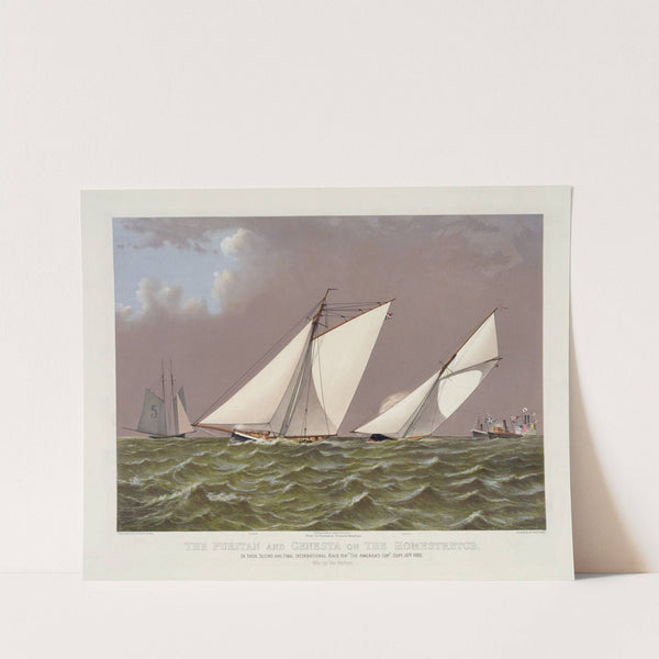 The Puritan and Genesta on the homestretch; in their second and final international race for ‘The America’s Cup’ Sept. 16th 1885 (1885) by Currier & Ives.