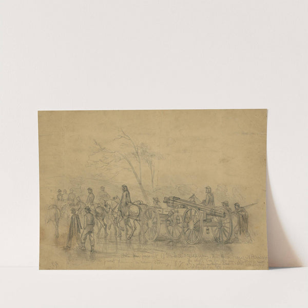 The pursuit of Gen. Lee's rebel army. The heavy guns - 30 pounders - going to the front during a rain storm by Edwin Forbes