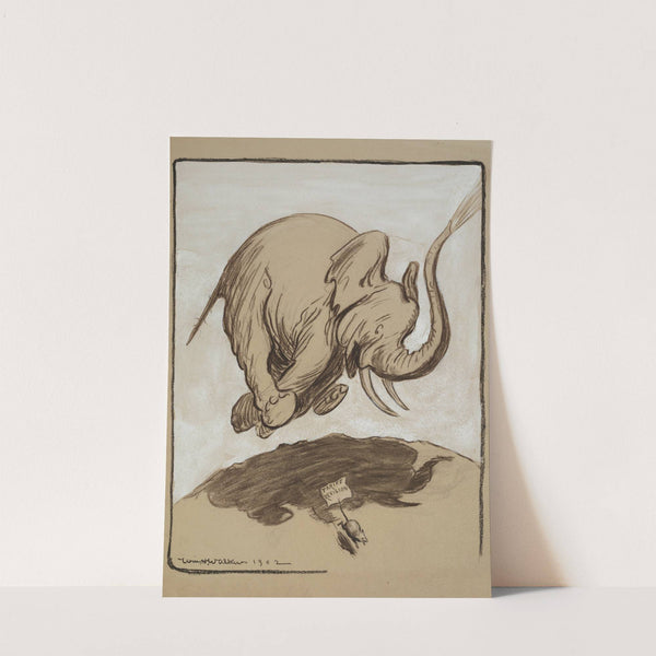 The Republican Party elephant jumps on a mouse representing tariff reform (1903) by William Henry Walker