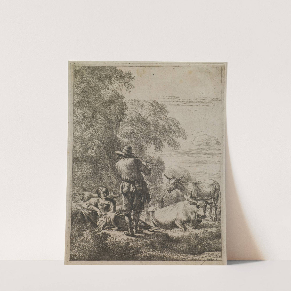 The Shepherd Playing the Flute by Nicolaes Pietersz. Berchem