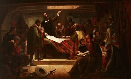The Signing of the Compact in the Cabin of the Mayflower