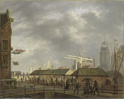 The small Fish Market on the Corner of the Brouwersgracht and Singel, Amsterdam (1826)