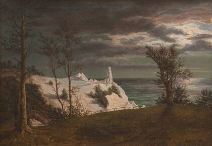 The ‘Summer Spire’ on the Chalk Cliffs of the Island MÃ¸n. Moonlight