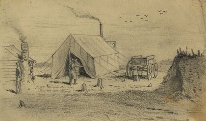 The sutler’s tent in camp
