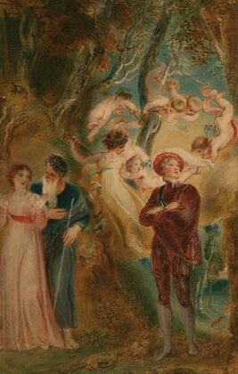 The tempest, Ferdinand, Miranda, Prospero and Ariel