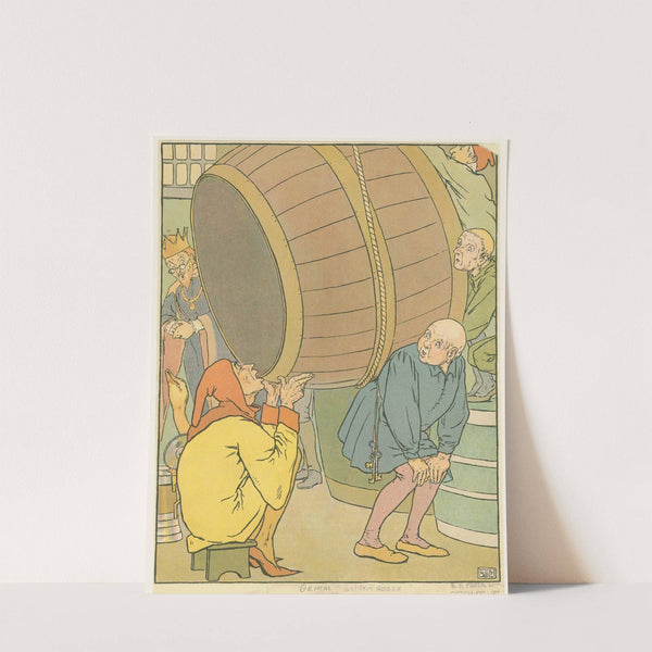 The thirsty man empties caskets of wine by Leonard Leslie Brooke