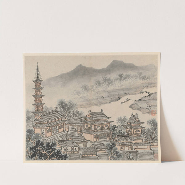 The Thousand Buddha Hall and the Pagoda of the &#039;Cloudy Cliff&#039; Monastery by Shen Zhou