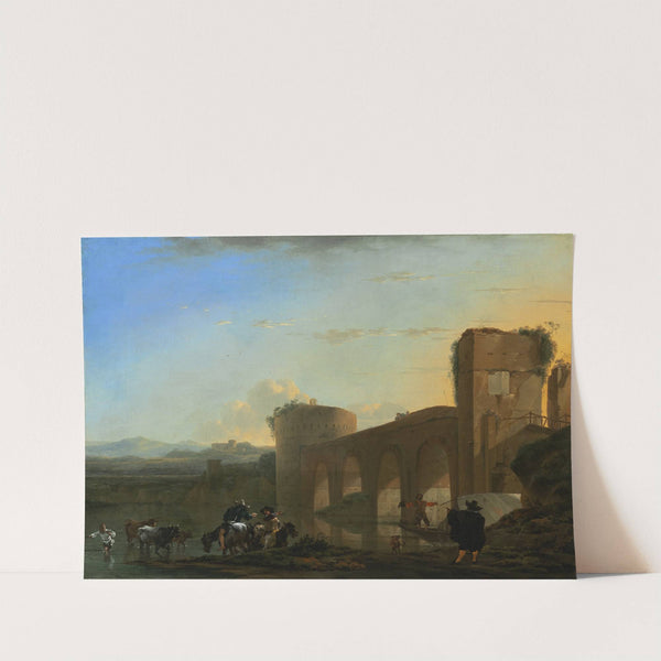The Tiber River with the Ponte Molle at Sunset by Jan Asselijn