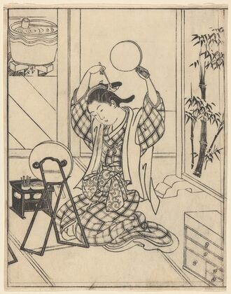 The Toilet, Arranging Hair, Woman with Mirror