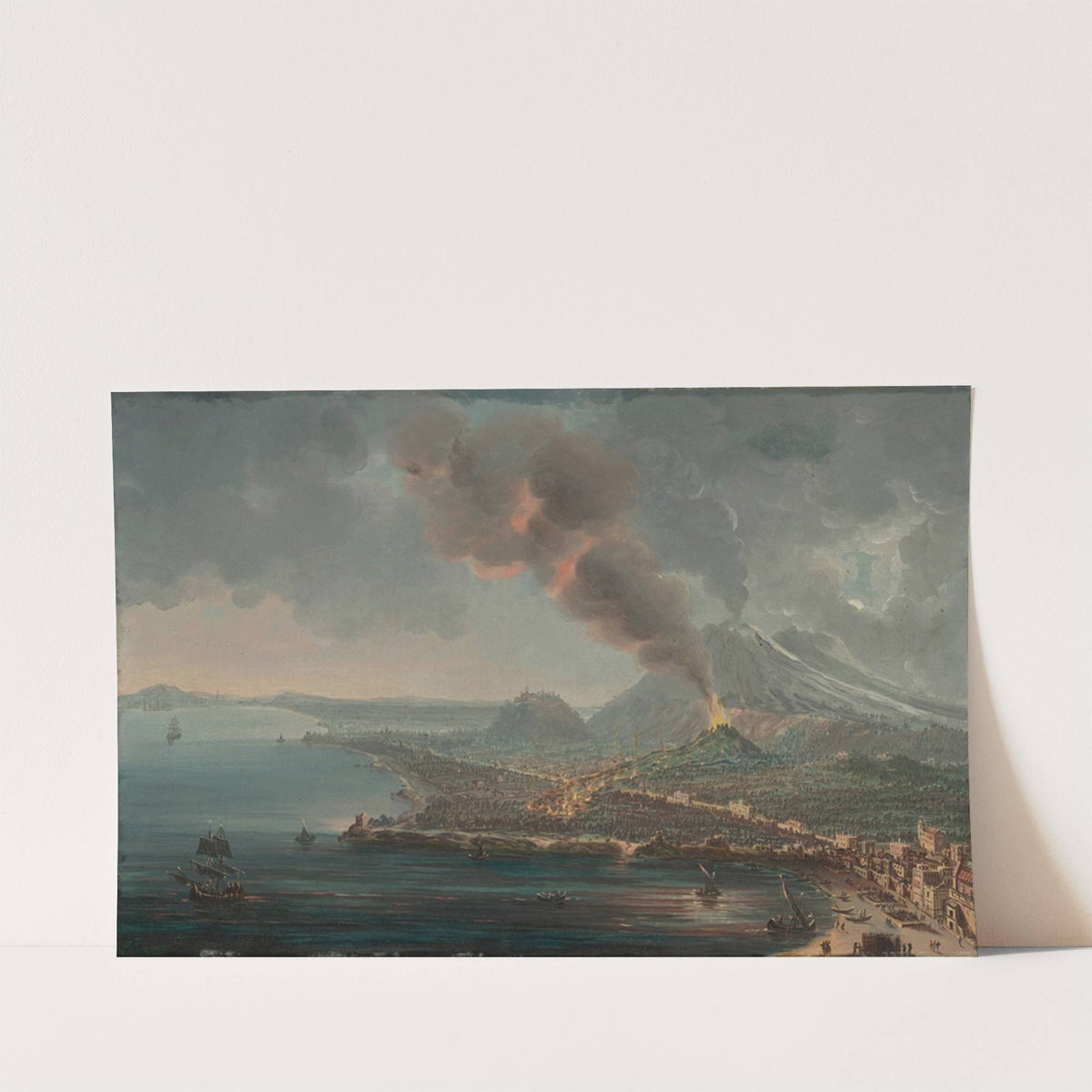 The Torre del Greco with the eruption of Mount Vesuvius beyond by Pietro Antoniani