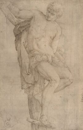 The Unrepentant Thief on the Cross, Study of a Child’s Head at Lower Left, and of an Ear at Lower Right Border