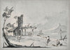 The Venetian lagoon with ruins and figures