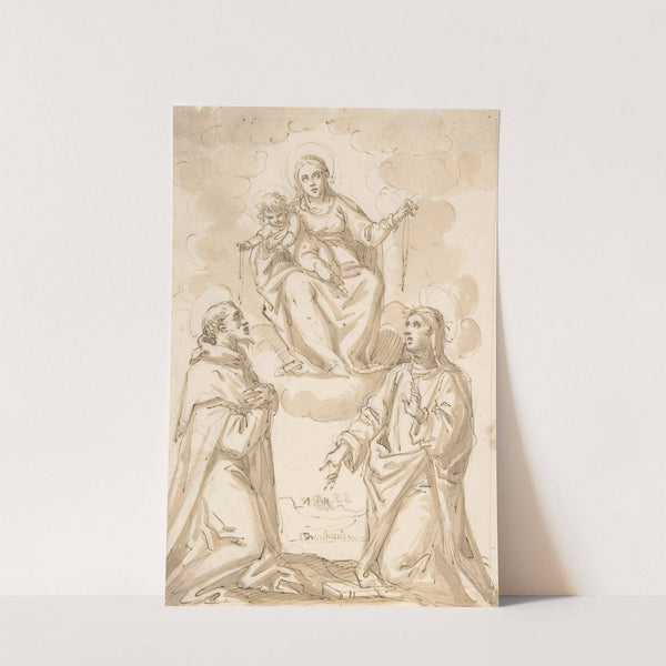 The Virgin and Child with Chaplets Appearing to Saint Dominic and Saint Catherine of Siena by Pietro Mera