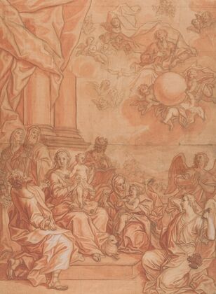The Virgin and Child with Saints and Angels, and God the Father in the Sky