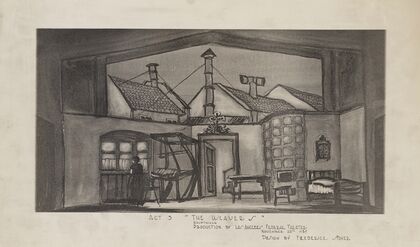 The Weavers: Act 5 (Weaving Shop and Domestic Interior against City Rooftops, B+W) (1934-1943)
