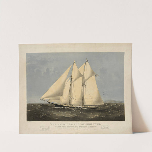 The yacht ‘Sappho’ of New York; leaving Sandy Hook July 28th. 1869 bound to Europe (1869) by Currier & Ives.