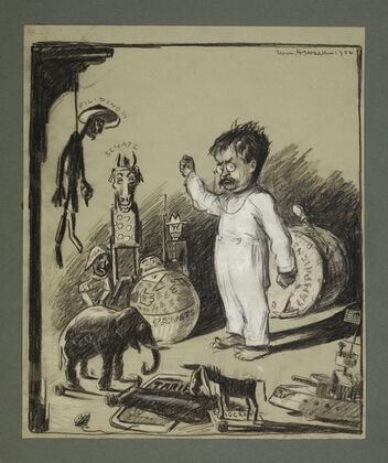 Theodore Roosevelt, depicted as a child, shakes his fist (1902) — size preview