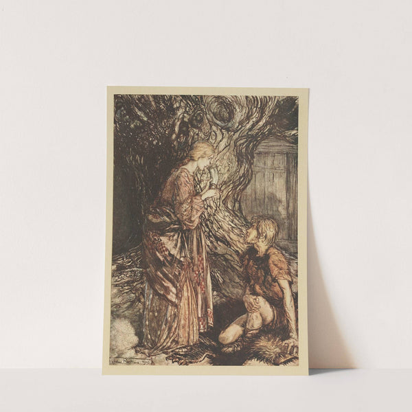 ‘This healing and honeyed draught of mead,deign to accept from me. Set it first to thy lips’ (1910) by Arthur Rackham
