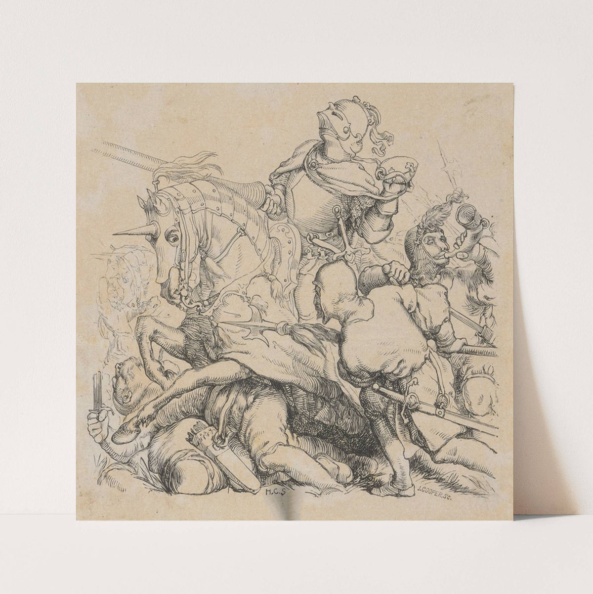 Thomas Gray, Poetical Works [Knight riding over the bodies of fallen foes]. by Henry Courtney Selous