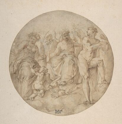 Three Allegorical Figures in a Roundel
