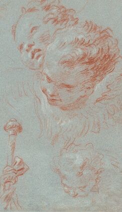 Three Cherubs and a Beribboned Staff