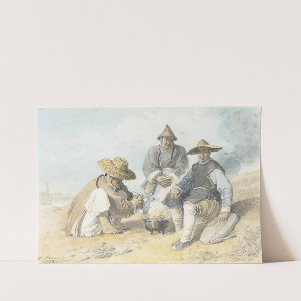Three Chinese Figures Smoking, The Bridge Pagoda, Shanghai Beyond (1793) by William Alexander