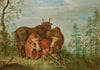 Three Cows, A Bird And A Frog In A Landscape