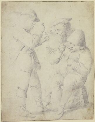 Three farmers by the wine jug