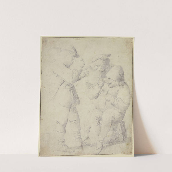 Three farmers by the wine jug by Pieter Jansz. Quast
