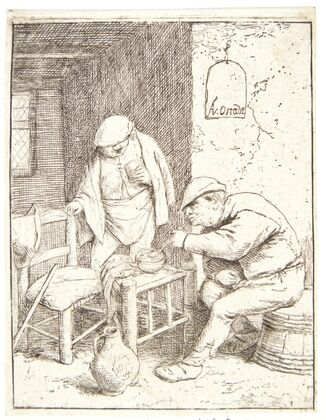Three farmers smoking and drinking in a tavern