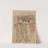 Three Females, Two Carrying Box and Lantern by Koryûsai Isoda