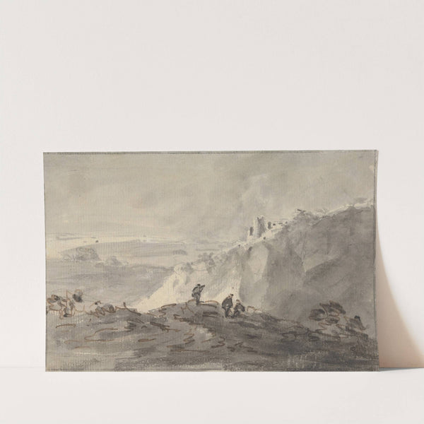 Three Figures in a Hilly Landscape with Ruins, beyond by William Gilpin