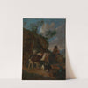 Three goats and shepherd with sheep by Pieter van Bloemen