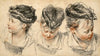 Three head studies of a girl wearing a hat