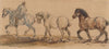 Three horses harnessed one behind the other (1845-1848)