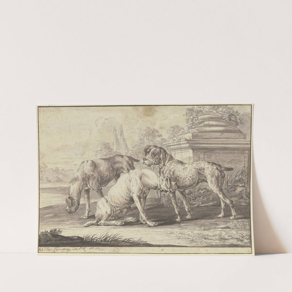Three hunting dogs (1721) by Johann Elias Ridinger