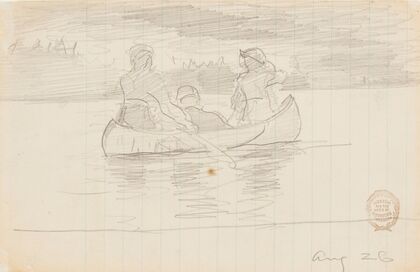 Three Men in a Canoe, Il Manigne, Quebec (1897)