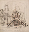 Three Men in a Room; Gilchrist Seated at a Table, Tom Adam standing, Seen from Behind, and Matt Haughton seated Legs Outspread and Arms Akimbo before a Fire