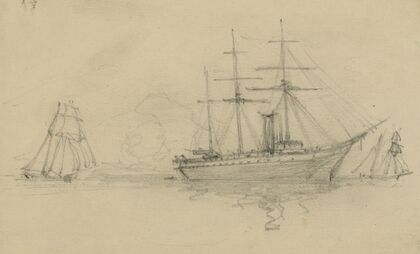 Three ships at sea