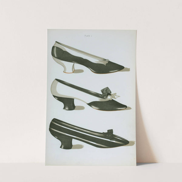 Three shoes in 'Magpie' colors ; the first two in kid, the third in black and white velvet by T. Watson Greig
