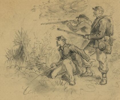 Three soldiers in action
