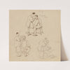 Three studies of a Chinese barber (1840) by George Chinnery